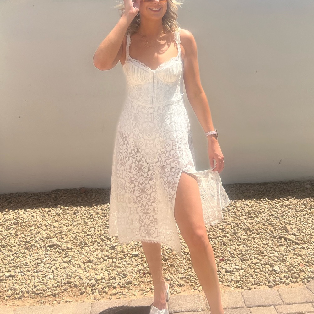 For Love & Lemons Midi Dress - Lace and floral with bodysuit